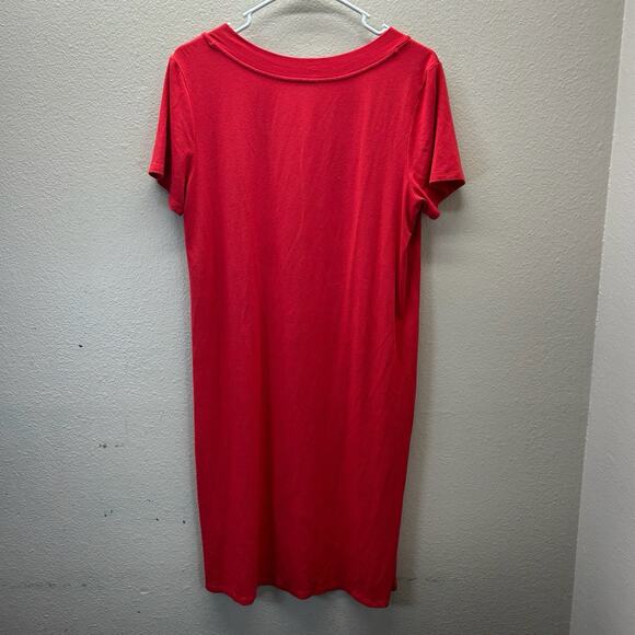 J.JILL Wearever Collection Soft Stretch Red Flowy Shirt Dress Size Small V Neck - Picture 3 of 6